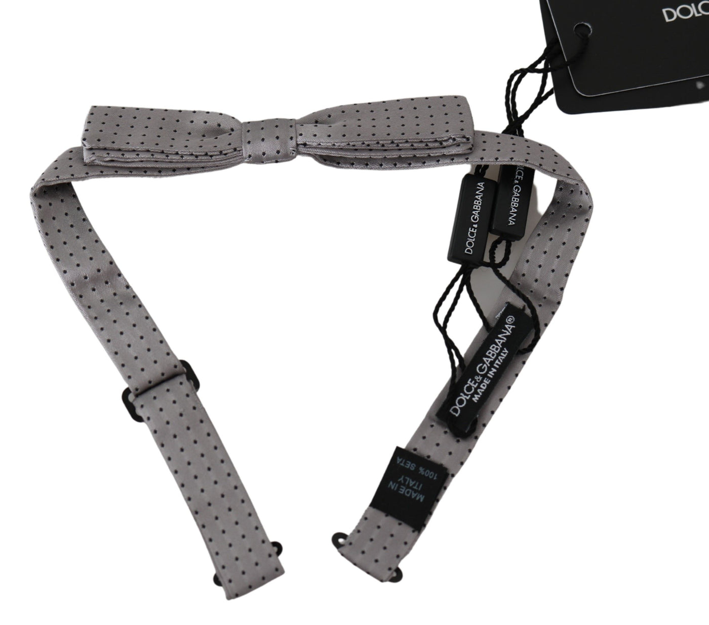 Dolce & Gabbana Graue Polka Dot Herren Krawatte Papillon Fliege