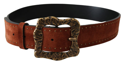 Dolce & Gabbana Brauner Wildleder Nietengürtel im Barockstil