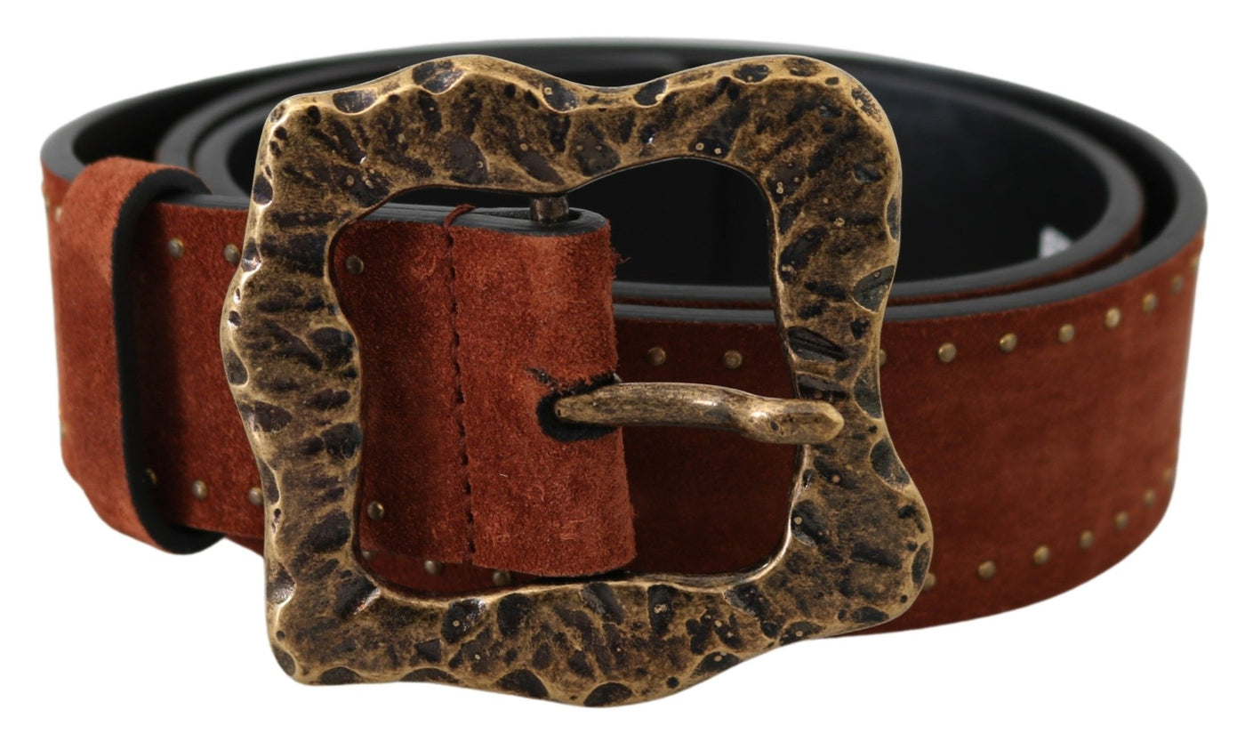 Dolce & Gabbana Brauner Wildleder Nietengürtel im Barockstil