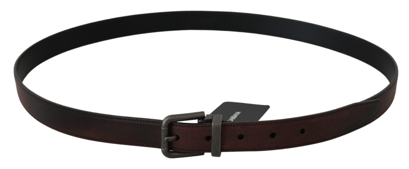 Dolce & Gabbana Solider brauner Ledergürtel mit grauer Schnalle