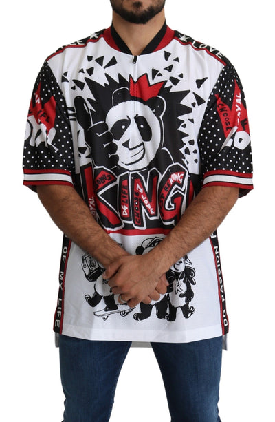 Dolce & Gabbana Weißes King Panda Top Polyester Herren-T-Shirt