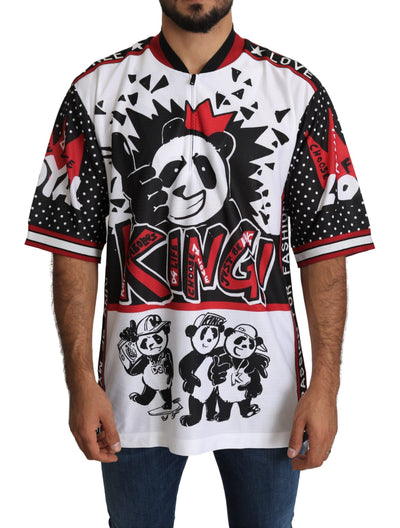 Dolce & Gabbana Weißes King Panda Top Polyester Herren-T-Shirt