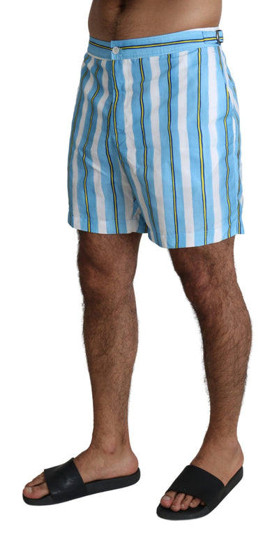 Dolce & Gabbana Blau gestreifte Beachwear Herren Badeshorts