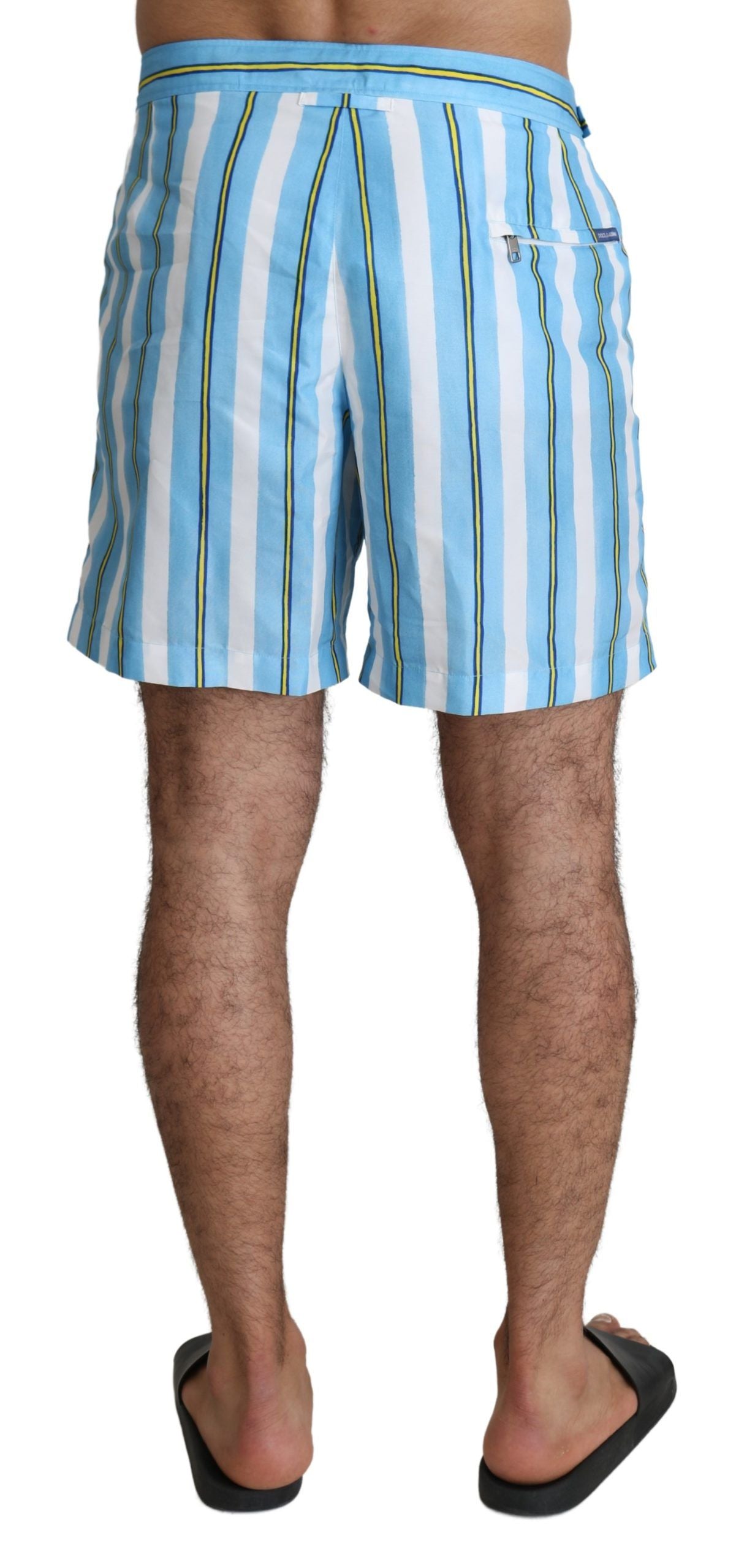 Dolce & Gabbana Blau gestreifte Beachwear Herren Badeshorts