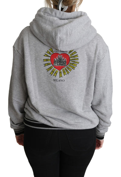 Dolce & Gabbana Grauer bedruckter Kapuzenpullover mit exklusivem Logo