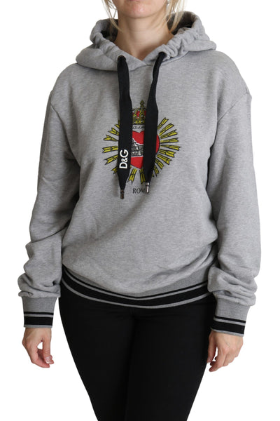 Dolce & Gabbana Grauer bedruckter Kapuzenpullover mit exklusivem Logo