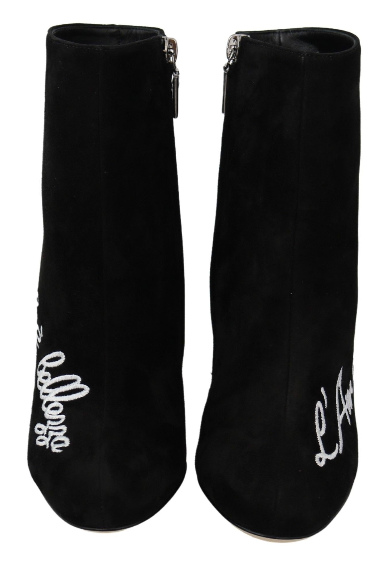 Dolce & Gabbana Schwarz Wildleder L'Amore E'Bellezza Stiefel Schuhe