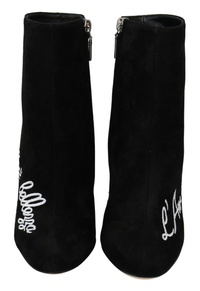 Dolce & Gabbana Schwarz Wildleder L'Amore E'Bellezza Stiefel Schuhe