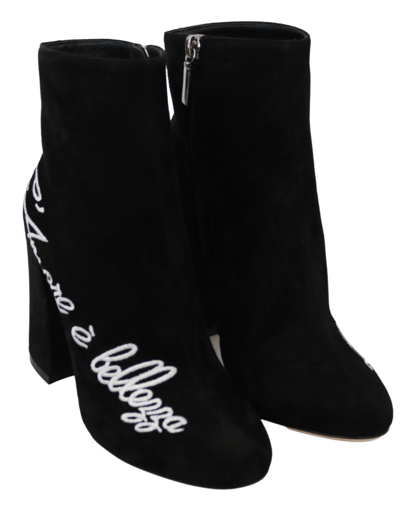 Dolce & Gabbana Schwarz Wildleder L'Amore E'Bellezza Stiefel Schuhe