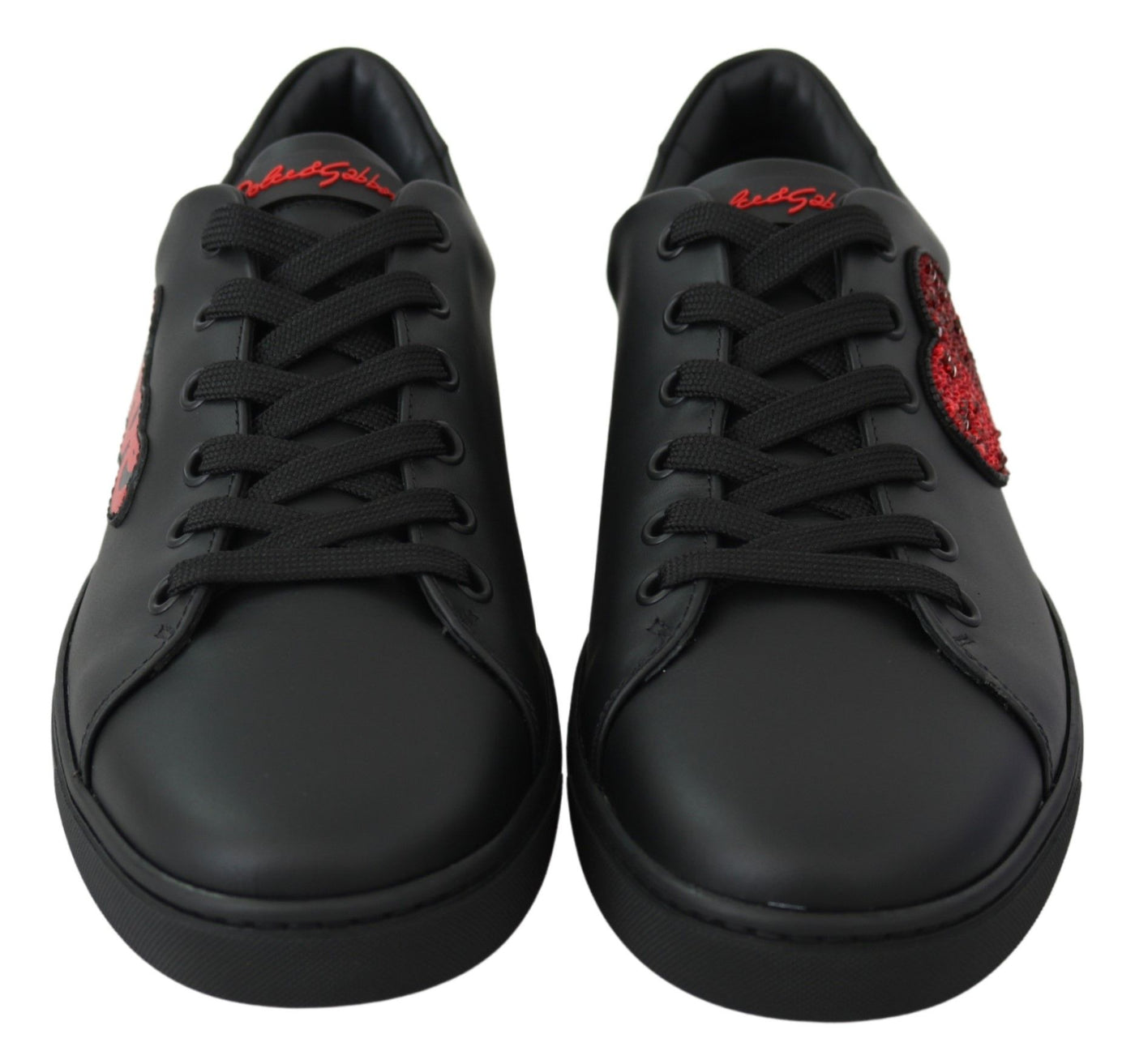 Dolce & Gabbana Schwarz Leder Liebe Herz Turnschuhe Damen Schuhe