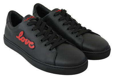 Dolce & Gabbana Schwarz Leder Liebe Herz Turnschuhe Damen Schuhe
