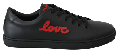 Dolce & Gabbana Schwarz Leder Liebe Herz Turnschuhe Damen Schuhe
