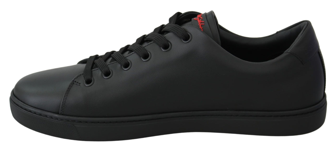 Dolce & Gabbana Schwarz Leder Liebe Herz Turnschuhe Damen Schuhe
