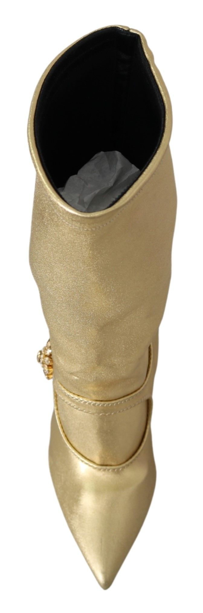 Dolce & Gabbana Gold Strassstiefel Socken Schuhe