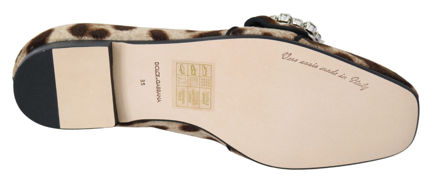 Dolce & Gabbana Braun Leopard Print Kristalle Loafers Flats Schuhe