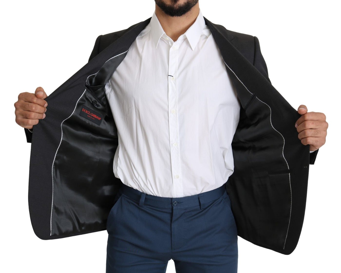 Dolce & Gabbana Grauer einreihiger Wollmantel Blazer