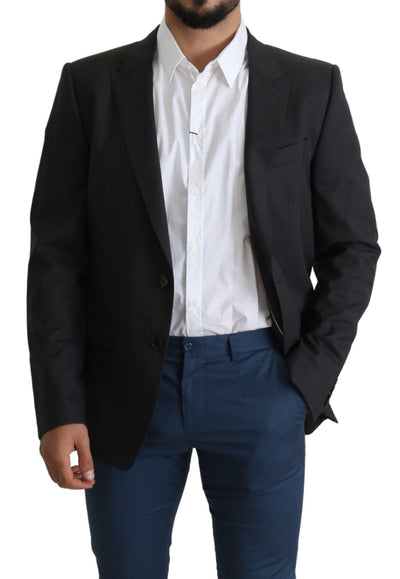 Dolce & Gabbana Grauer einreihiger Wollmantel Blazer