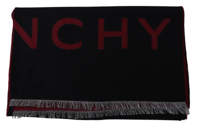 Givenchy Schwarz Rot Wolle Unisex Winter Warm Wrap Schal Schal