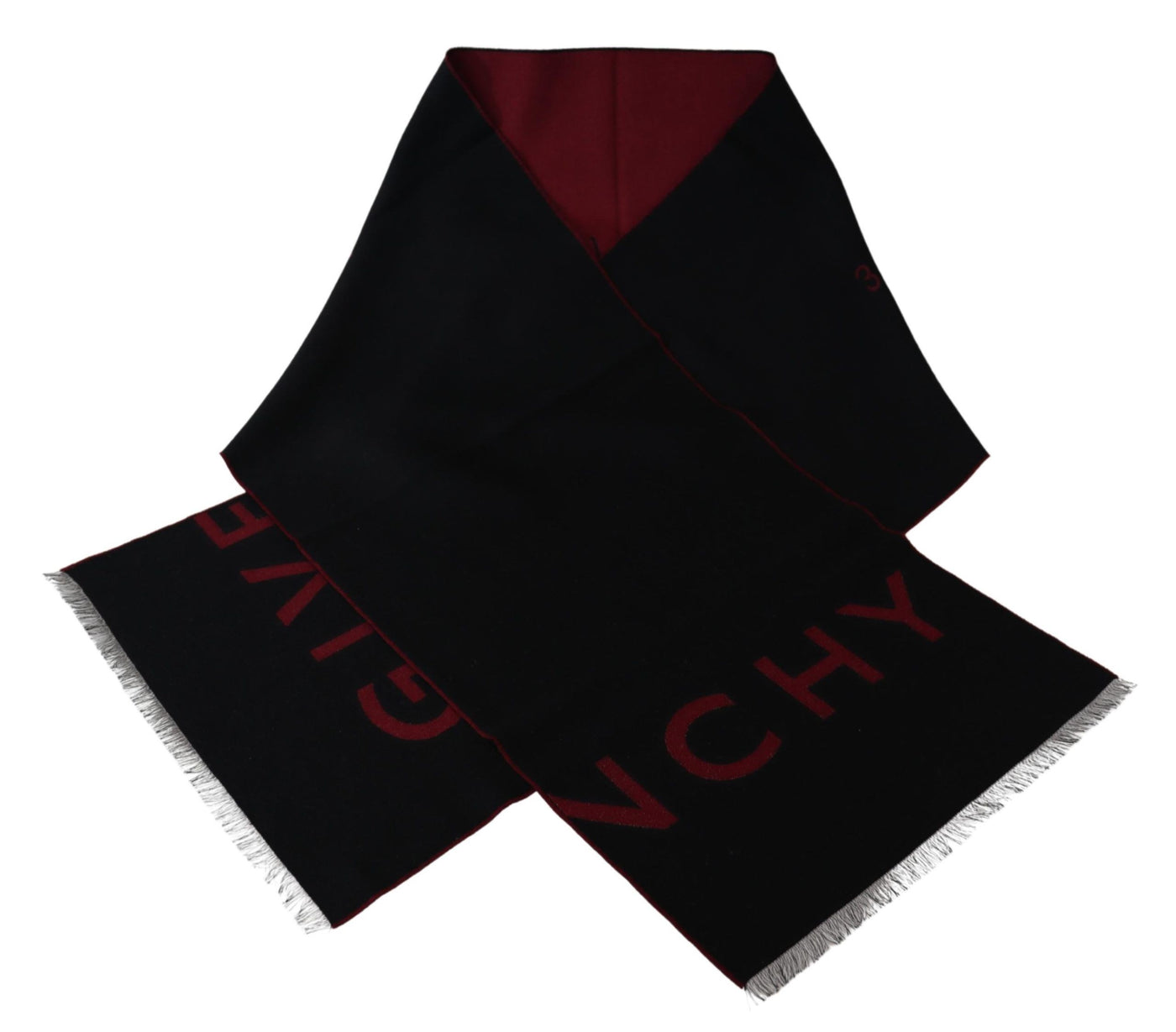 Givenchy Schwarz Rot Wolle Unisex Winter Warm Wrap Schal Schal