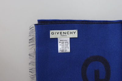 Givenchy Blauer Wollschal Unisex Winter Warm Schal Wrap Shawl