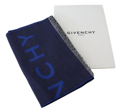 Givenchy Blauer Wollschal Unisex Winter Warm Schal Wrap Shawl