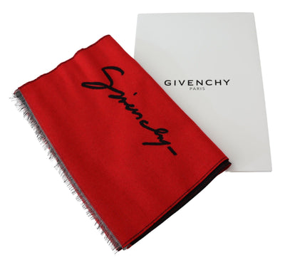 Givenchy Rot Schwarz Wolle Unisex Winter Warm Schal Wrap Shawl