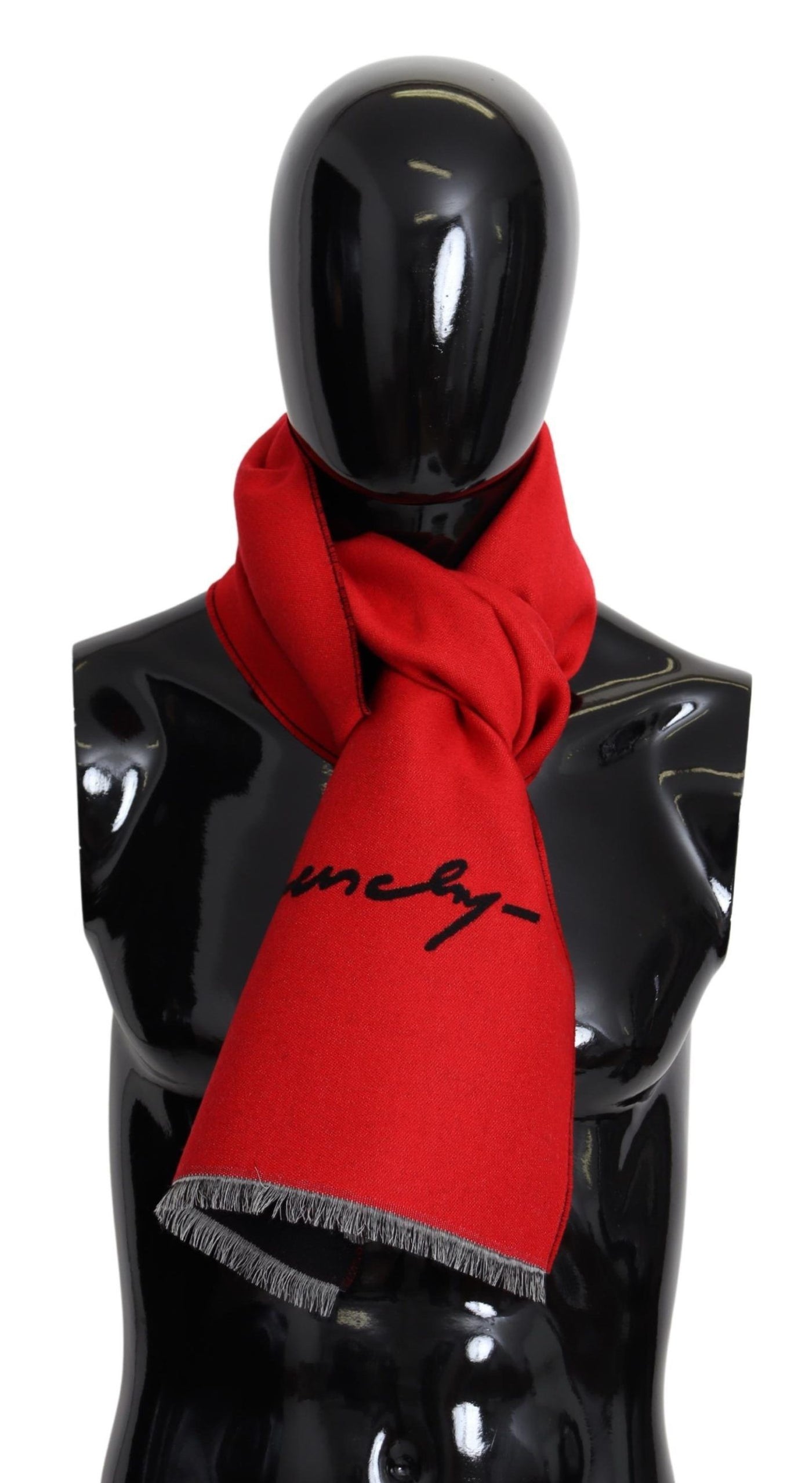 Givenchy Rot Schwarz Wolle Unisex Winter Warm Schal Wrap Shawl