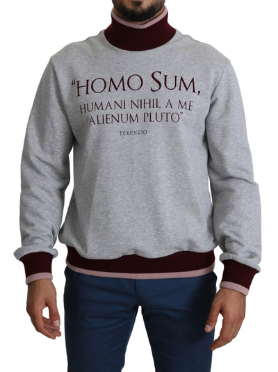 Dolce & Gabbana Grauer Homo Sum Rollkragenpullover Pullover
