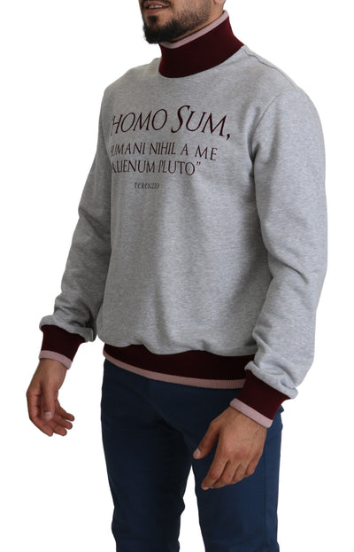 Dolce & Gabbana Grauer Homo Sum Rollkragenpullover Pullover
