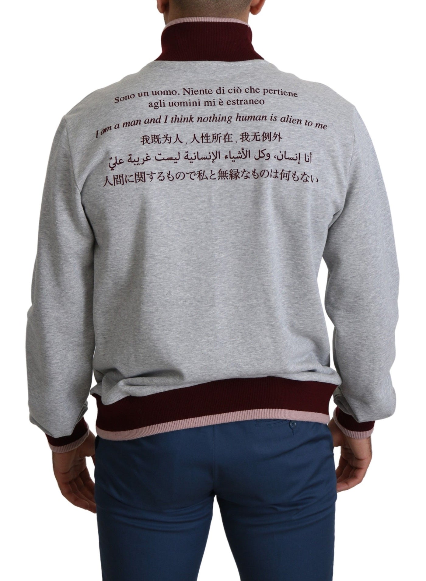 Dolce & Gabbana Grauer Homo Sum Rollkragenpullover Pullover
