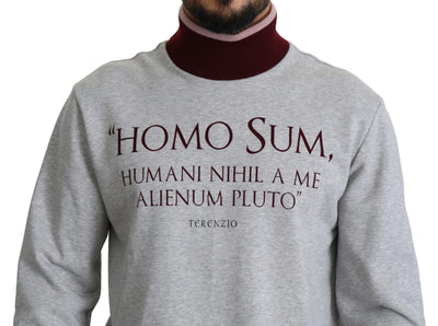 Dolce & Gabbana Grauer Homo Sum Rollkragenpullover Pullover