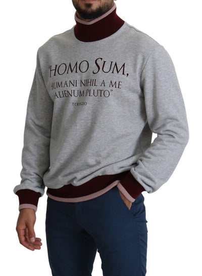 Dolce & Gabbana Grauer Homo Sum Rollkragenpullover Pullover
