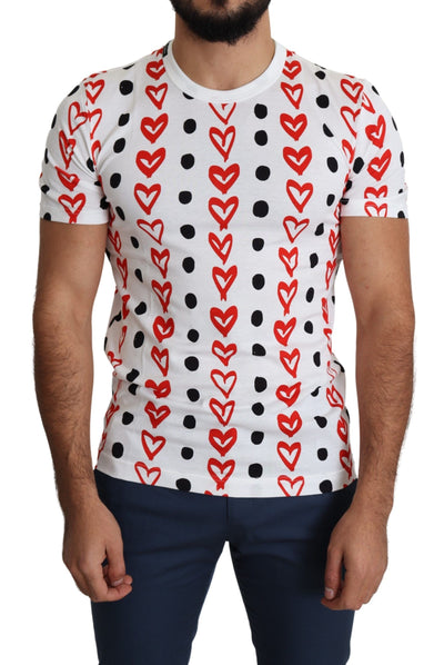 Dolce & Gabbana Weißes Herzen Print Baumwolle Männer Top T-Shirt