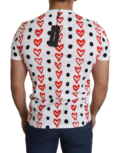 Dolce & Gabbana Weißes Herzen Print Baumwolle Männer Top T-Shirt