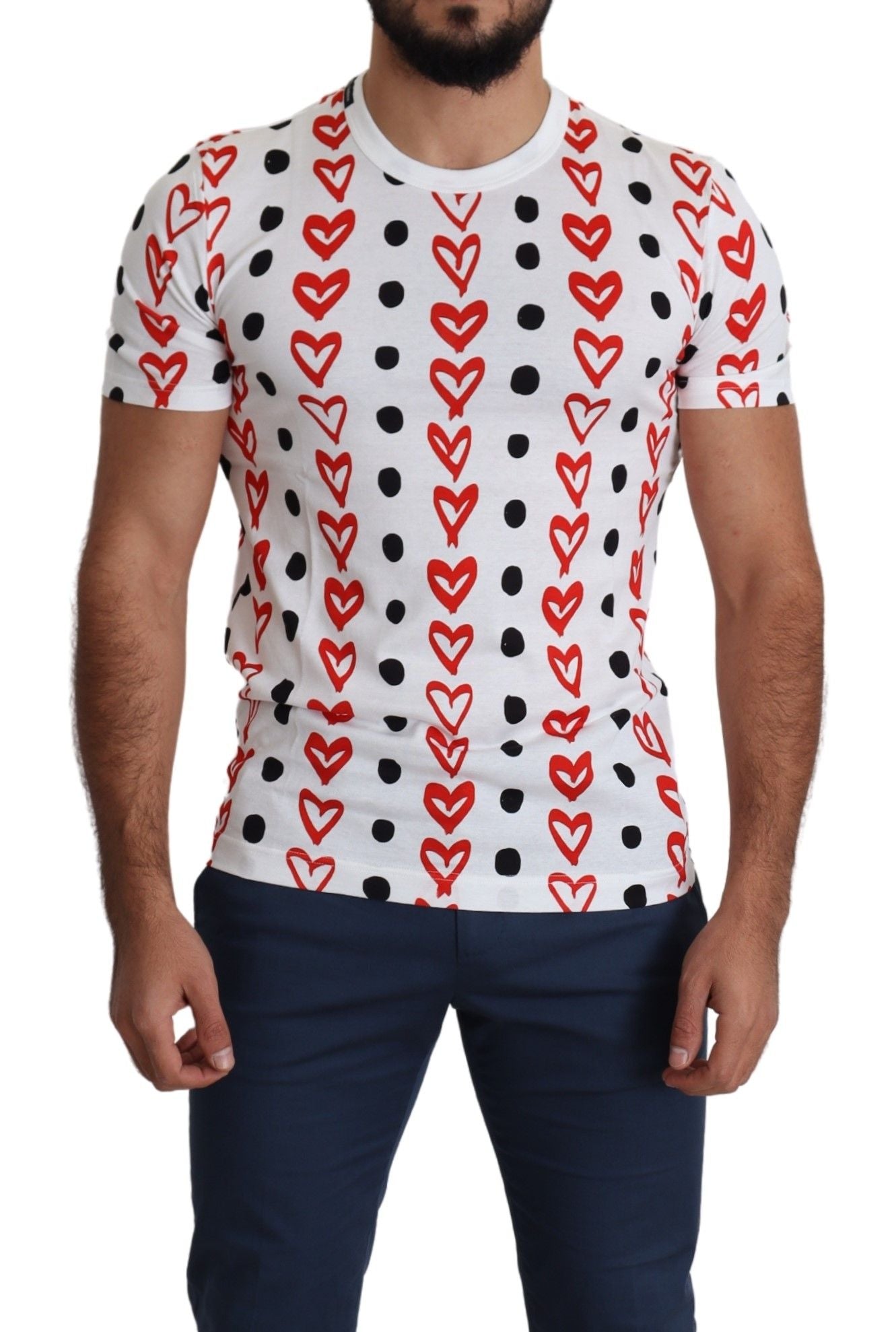 Dolce & Gabbana Weißes Herzen Print Baumwolle Männer Top T-Shirt