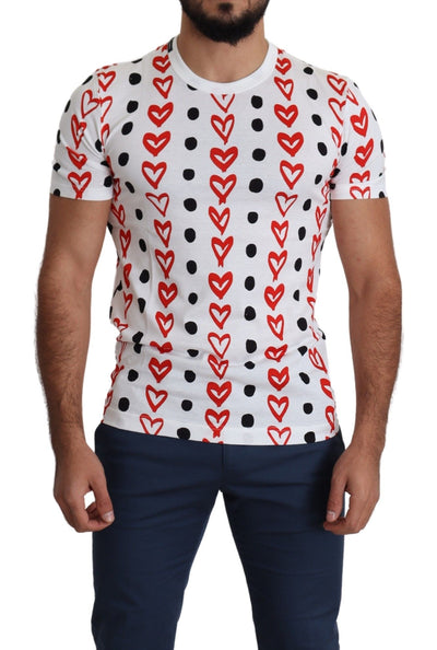 Dolce & Gabbana Weißes Herzen Print Baumwolle Männer Top T-Shirt