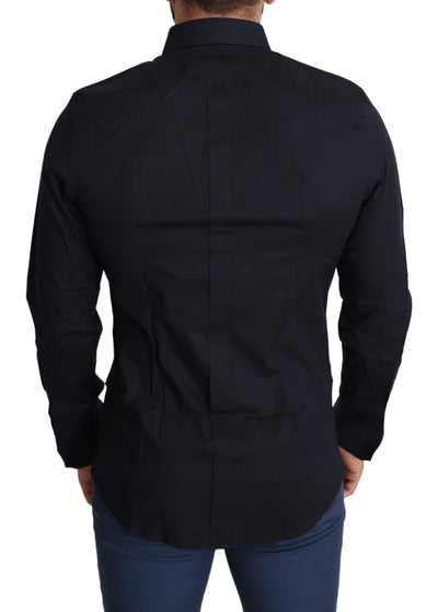 Dolce & Gabbana Blaues Formal GOLD Hemd aus Baumwolle