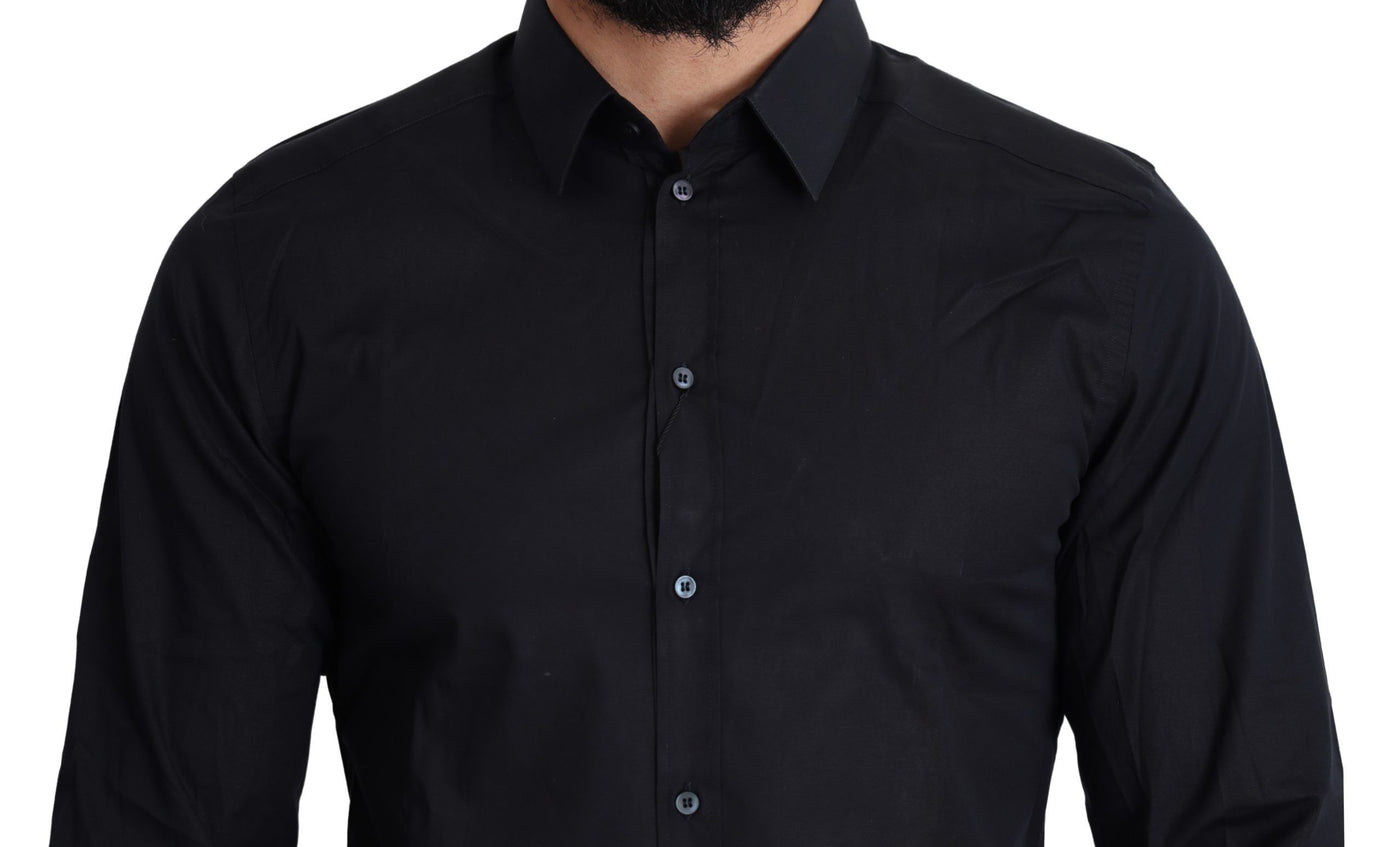 Dolce & Gabbana Blaues Formal GOLD Hemd aus Baumwolle