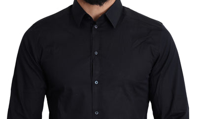 Dolce & Gabbana Blaues Formal GOLD Hemd aus Baumwolle