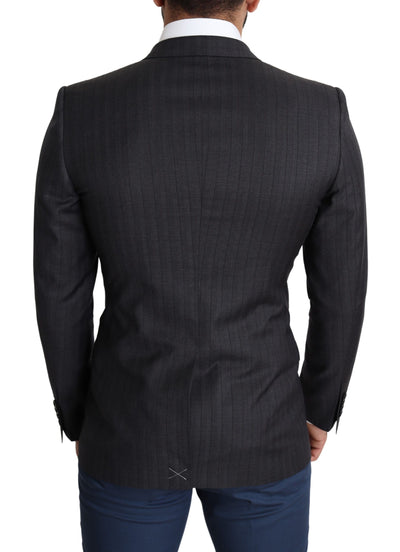 Dolce & Gabbana Schwarzer einreihiger Wollmantel MARTINI Blazer