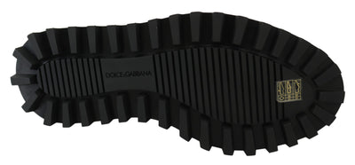 Dolce & Gabbana Schwarze gummierte Kalbsleder Chunky Derby Vulcano Schuhe