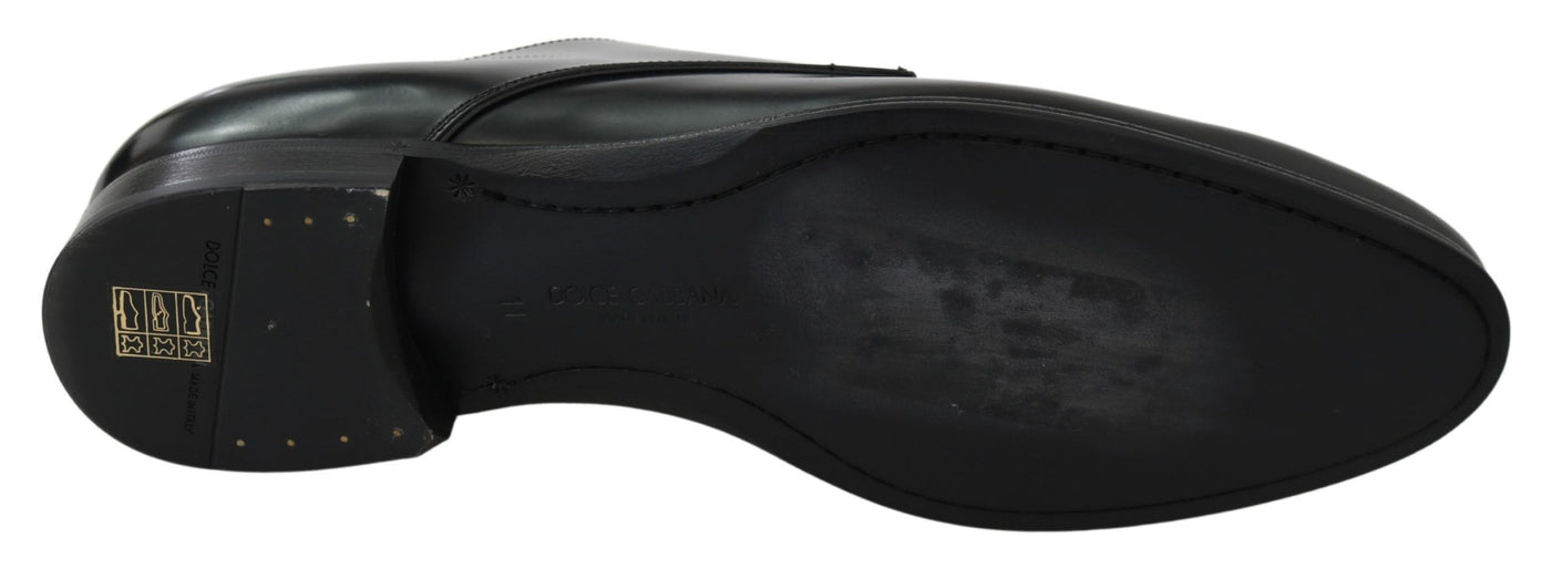 Dolce & Gabbana Derby Napoli Schwarz Leder Kleid Formelle Schuhe
