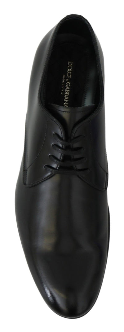 Dolce & Gabbana Derby Napoli Schwarz Leder Kleid Formelle Schuhe