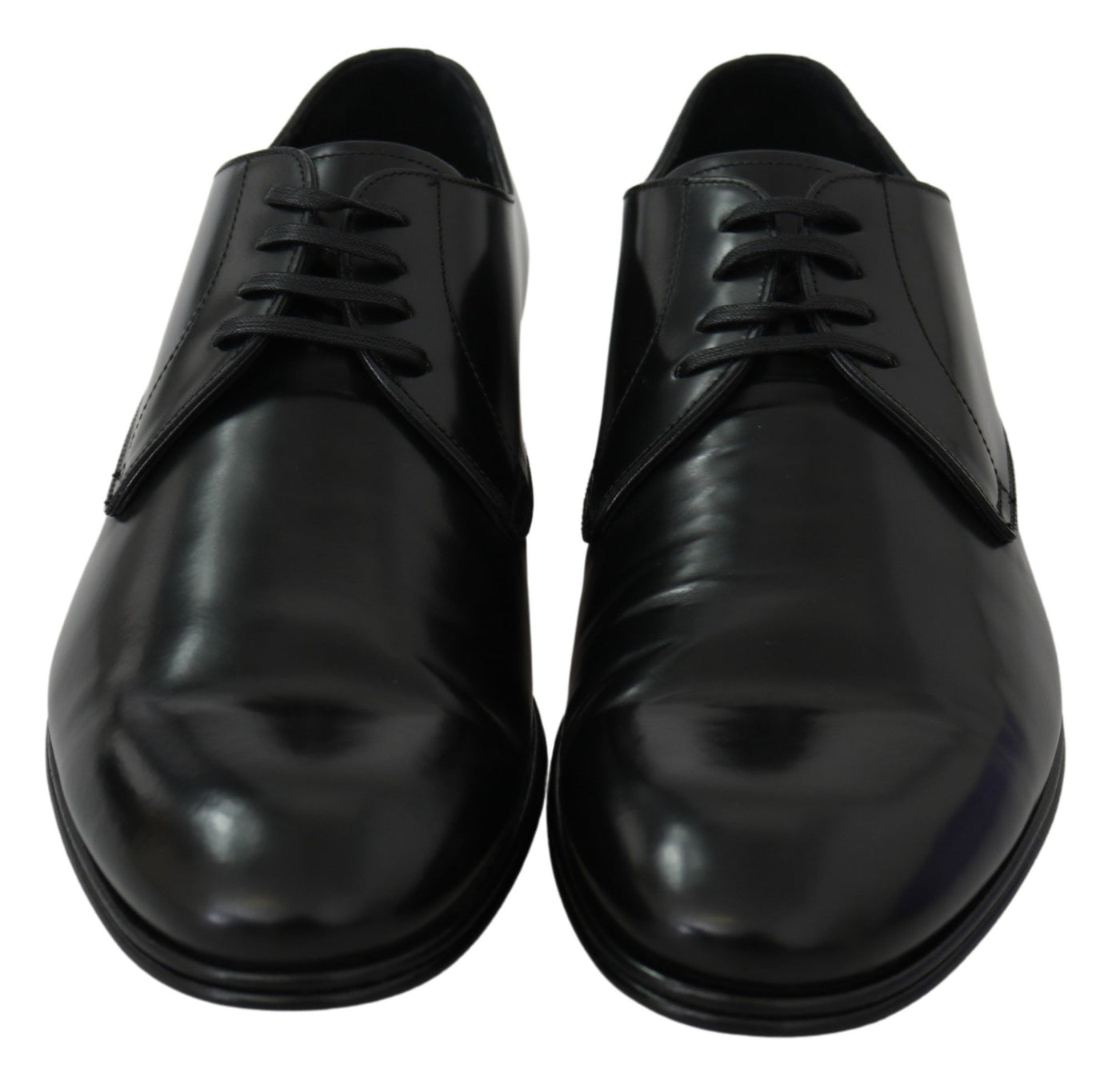 Dolce & Gabbana Derby Napoli Schwarz Leder Kleid Formelle Schuhe