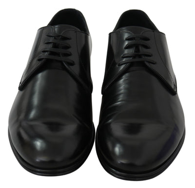 Dolce & Gabbana Derby Napoli Schwarz Leder Kleid Formelle Schuhe