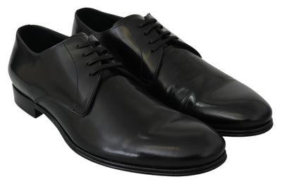 Dolce & Gabbana Derby Napoli Schwarz Leder Kleid Formelle Schuhe