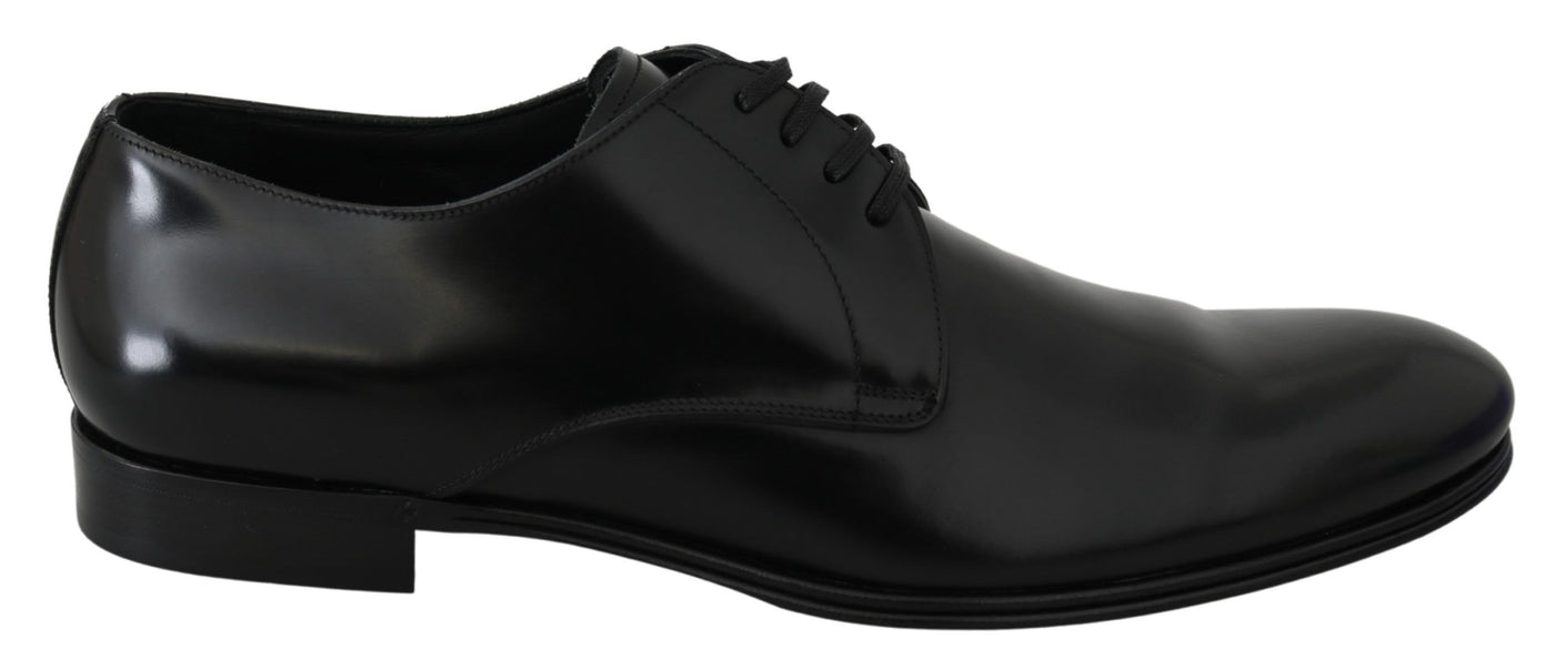 Dolce & Gabbana Derby Napoli Schwarz Leder Kleid Formelle Schuhe