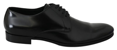 Dolce & Gabbana Derby Napoli Schwarz Leder Kleid Formelle Schuhe