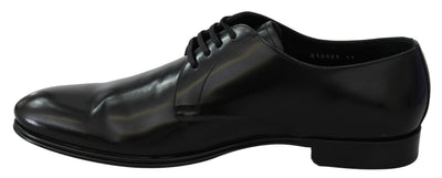 Dolce & Gabbana Derby Napoli Schwarz Leder Kleid Formelle Schuhe