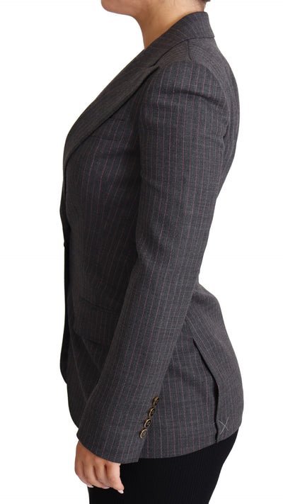 Dolce & Gabbana Grauer einreihiger, taillierter Blazer Wolljacke